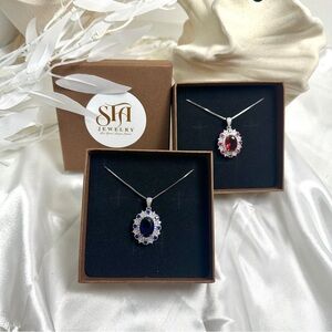 💎925 Sterling Silver Rubellite Tourmaline Pendant Necklace